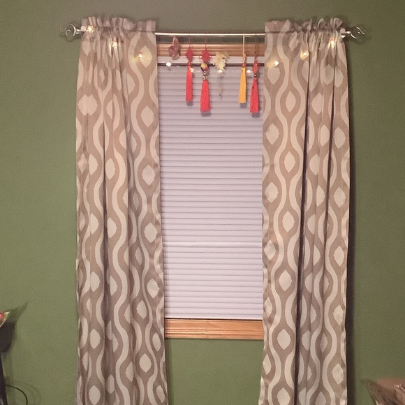 Mainstays Other - Two Gold and light gray drapery panels, each 30” x 84”